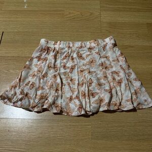 Self Esteem Brown and White Mini Skater Skirt